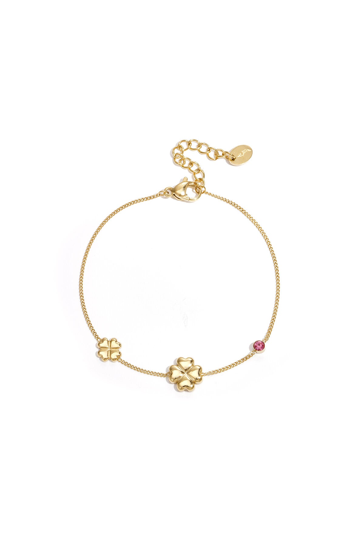 Charming Pink & Green Clover Bracelet for Daily Wear