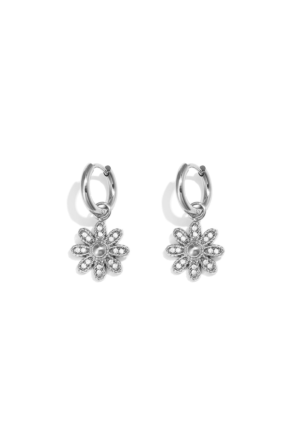 Elegant 14K Gold Plated Flower Drop Earrings for Everyday Wear