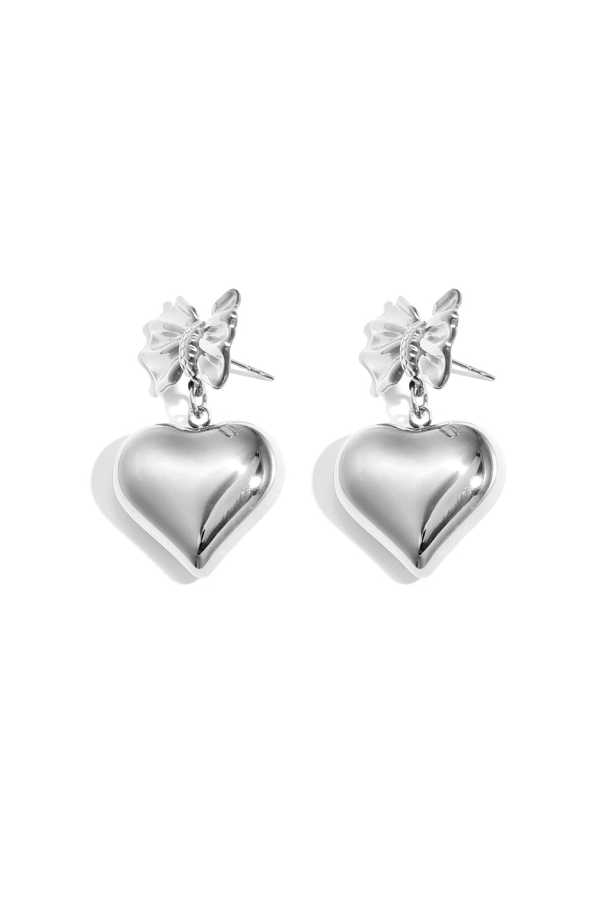 Elegant Heart & Bow Knot Drop Earrings for Women