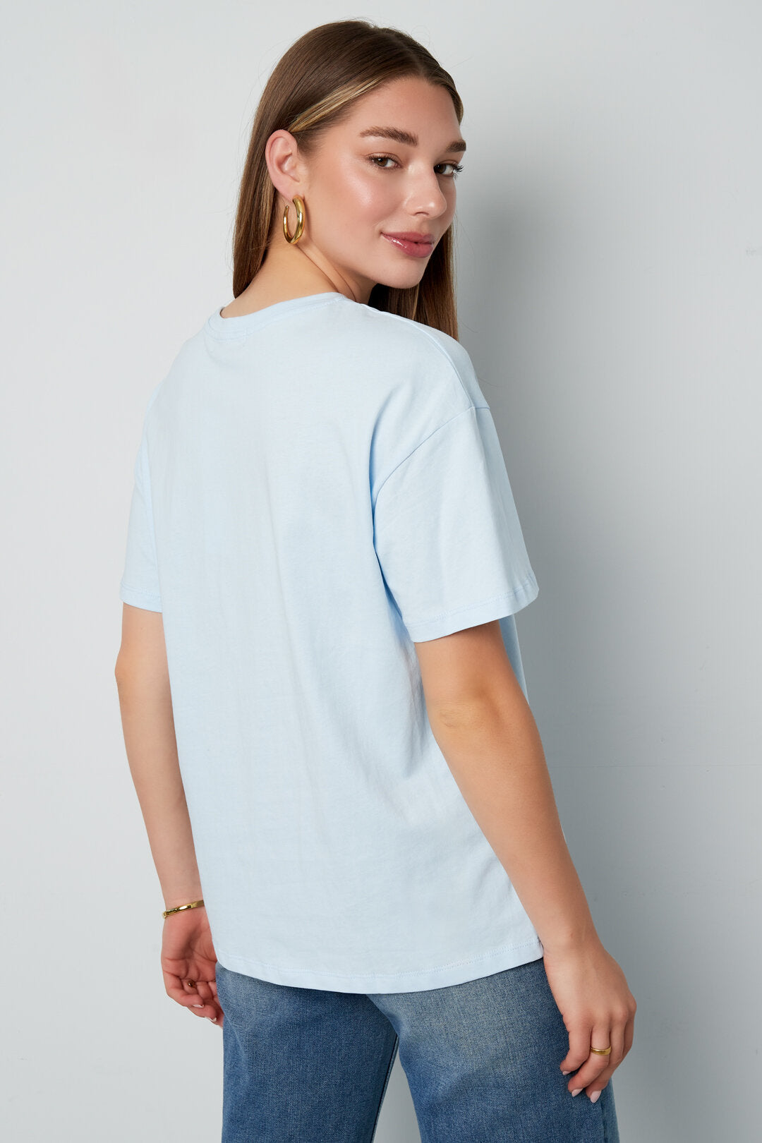 Comfortable All Fit Knitted T-Shirt in Grey & Baby Blue