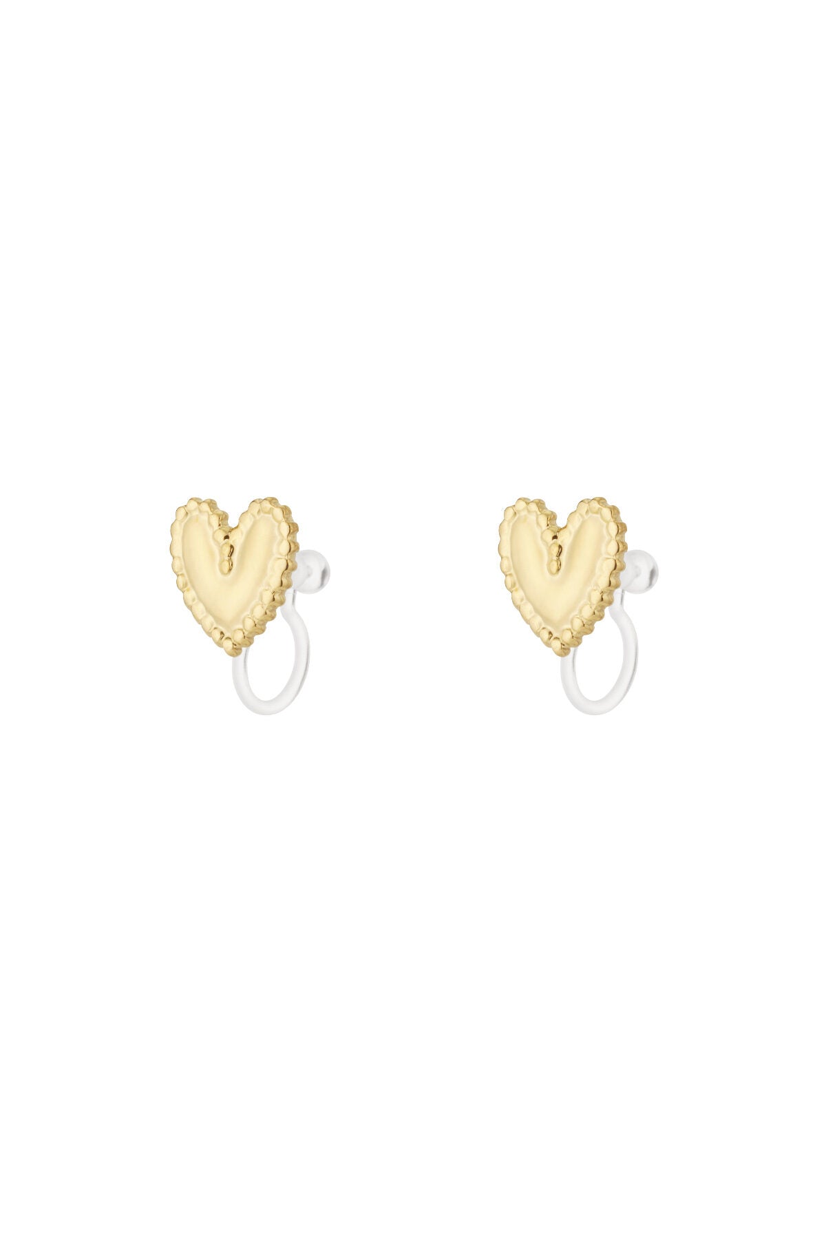 Stylish 14K Gold Plated Heart Clip-On Earrings
