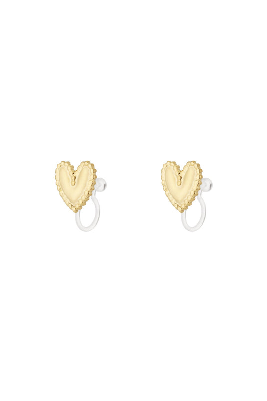 Stylish 14K Gold Plated Heart Clip-On Earrings