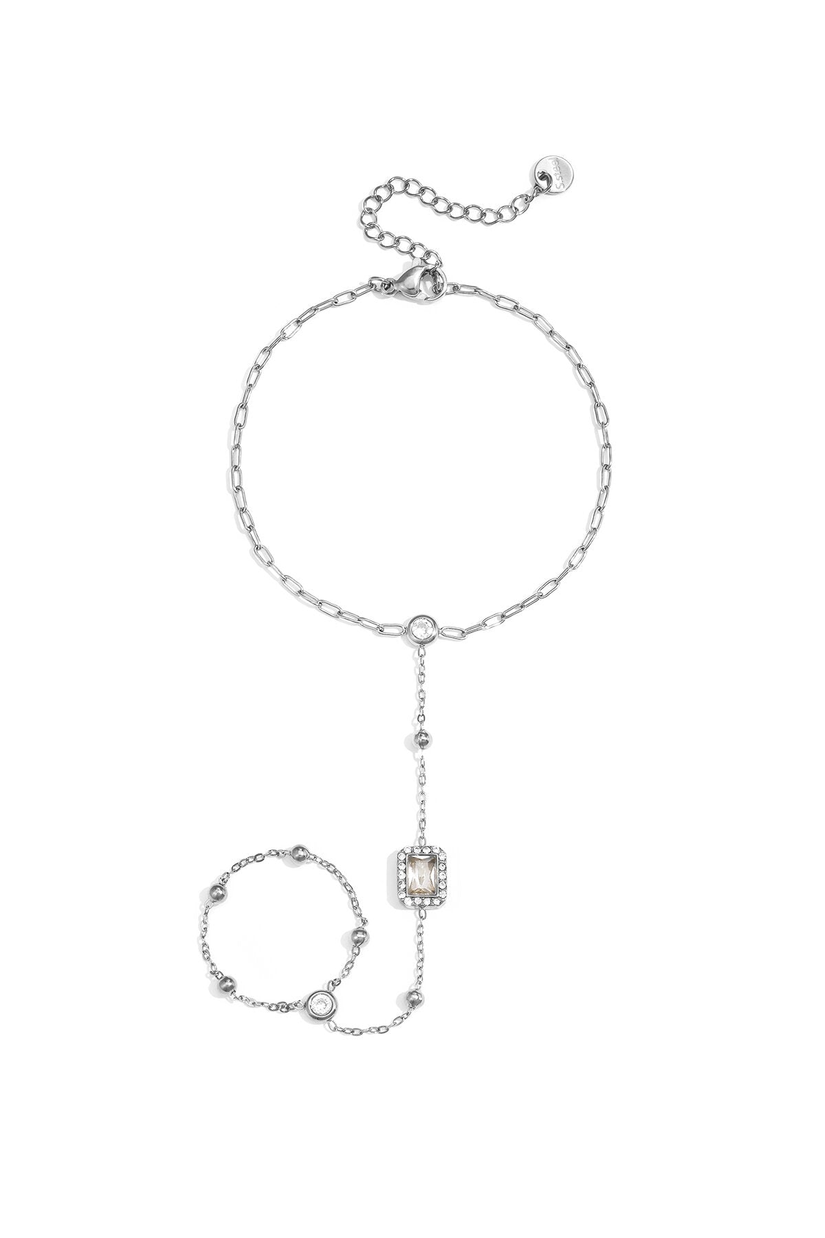 Elegant Rhinestone Hand Chain in Silver & Gold