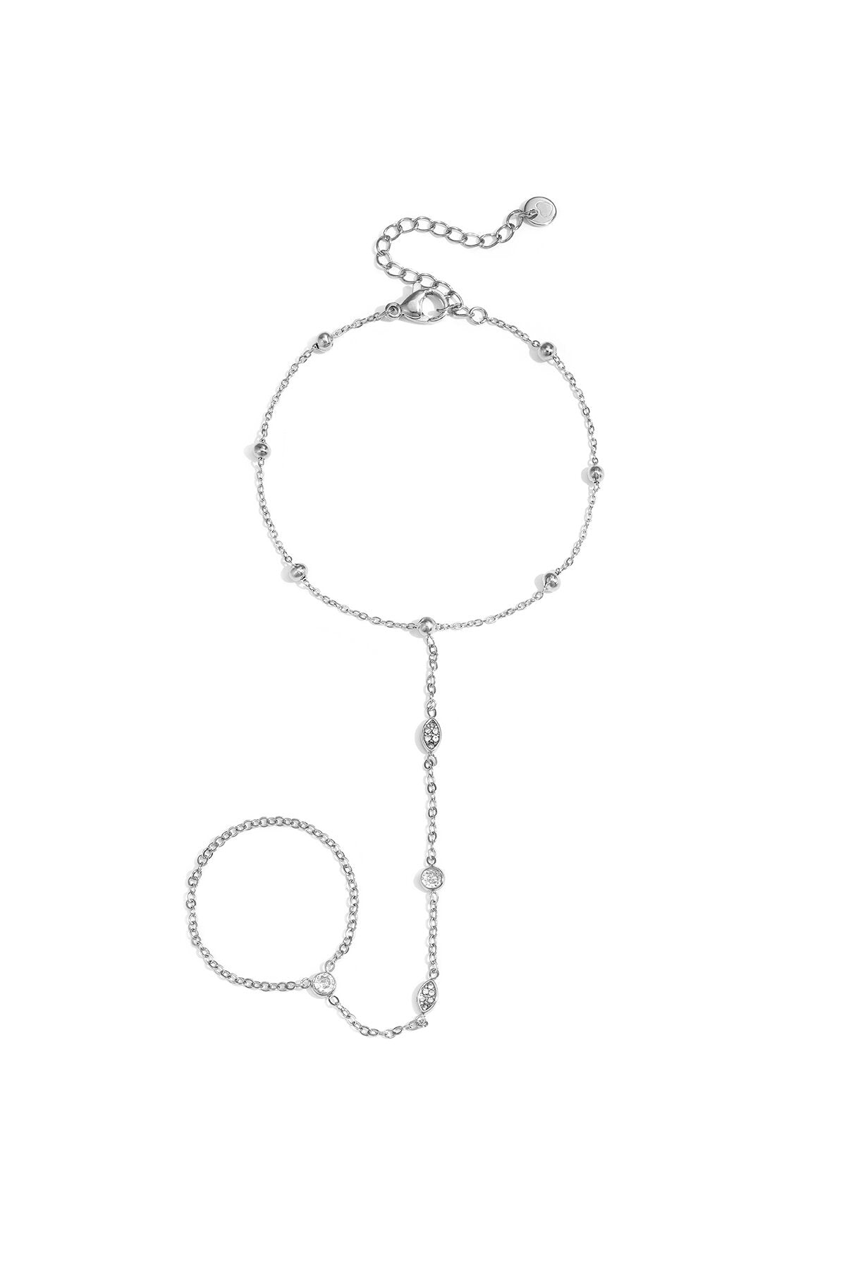 Elegant Rhinestone Hand Chain for Women - Silver & Gold