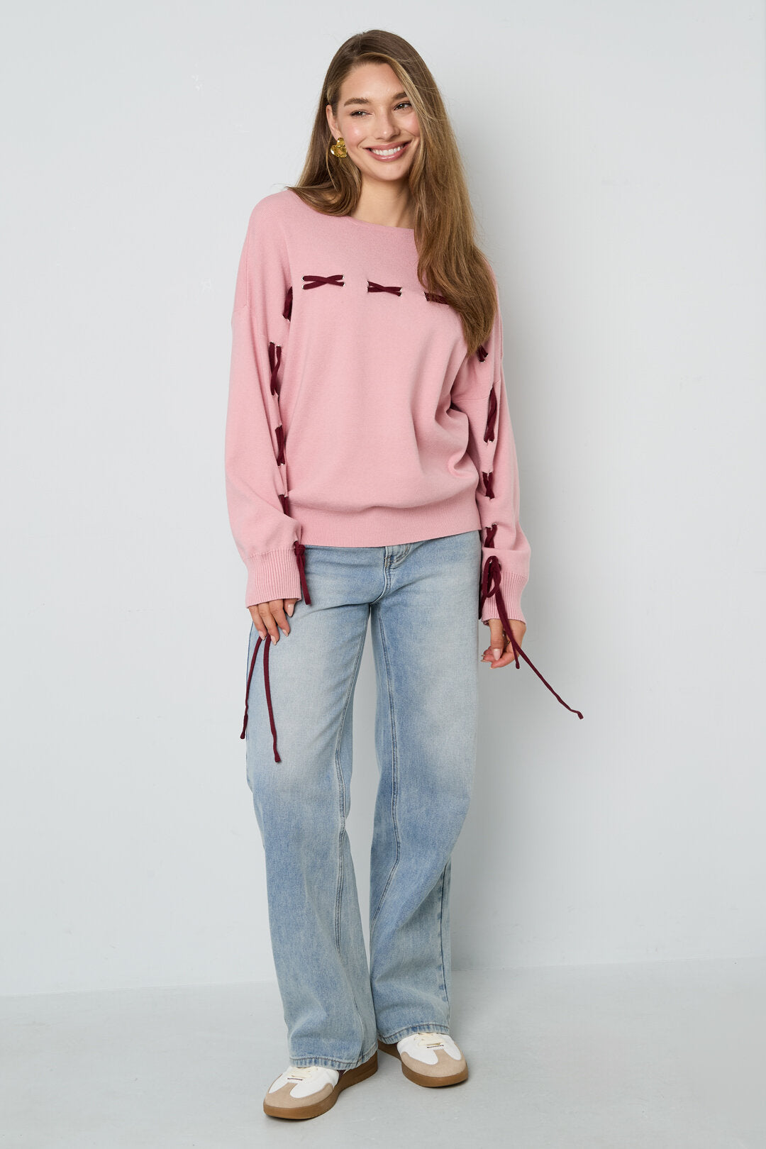Soft Viscose Knit Sweater for Fall/Winter in Pink, Navy & Black