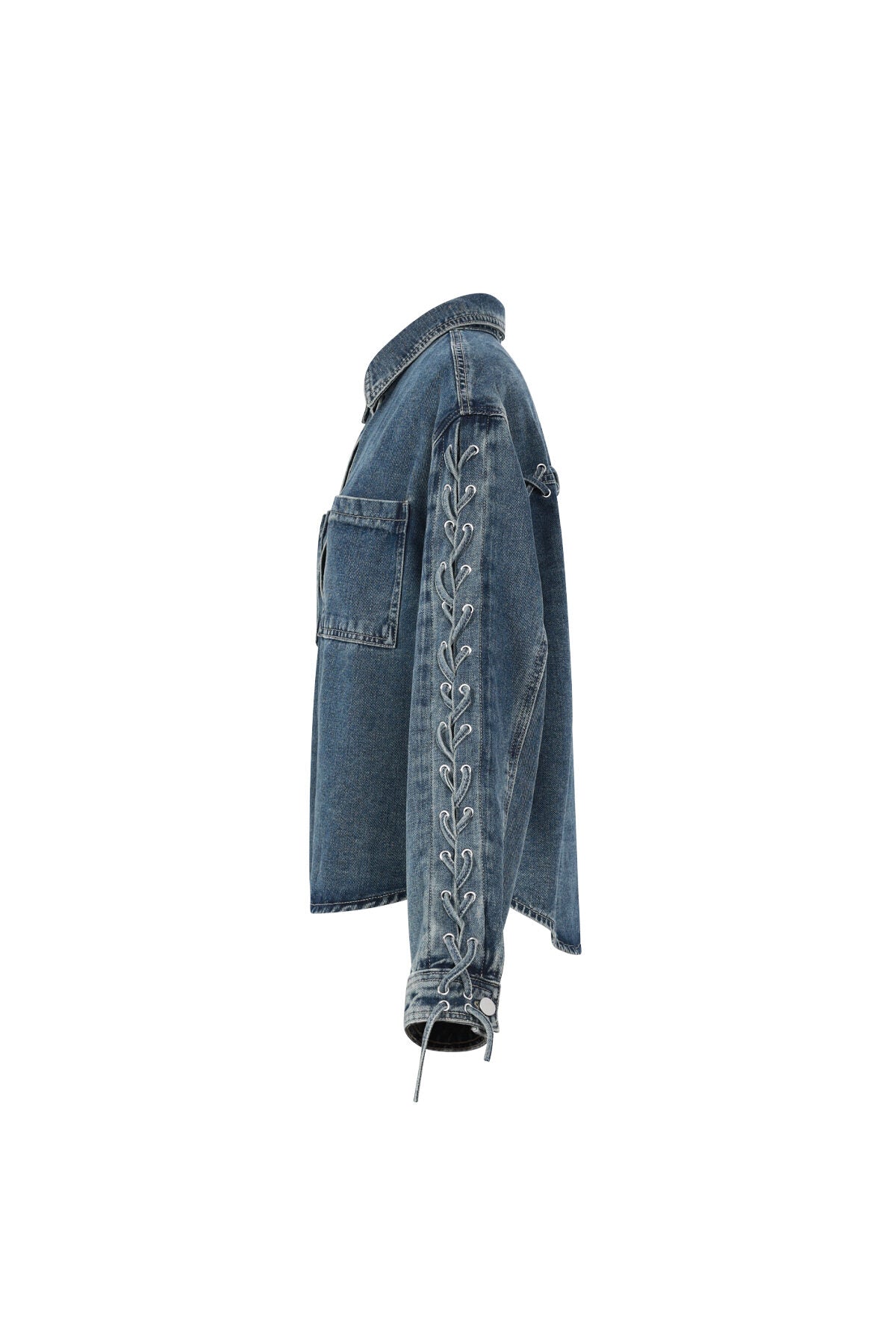 Stylish All-Fit Denim Jacket in Blue and Beige