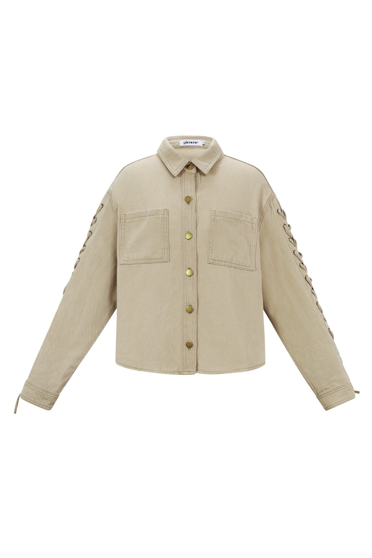 Stylish All-Fit Denim Jacket in Blue and Beige