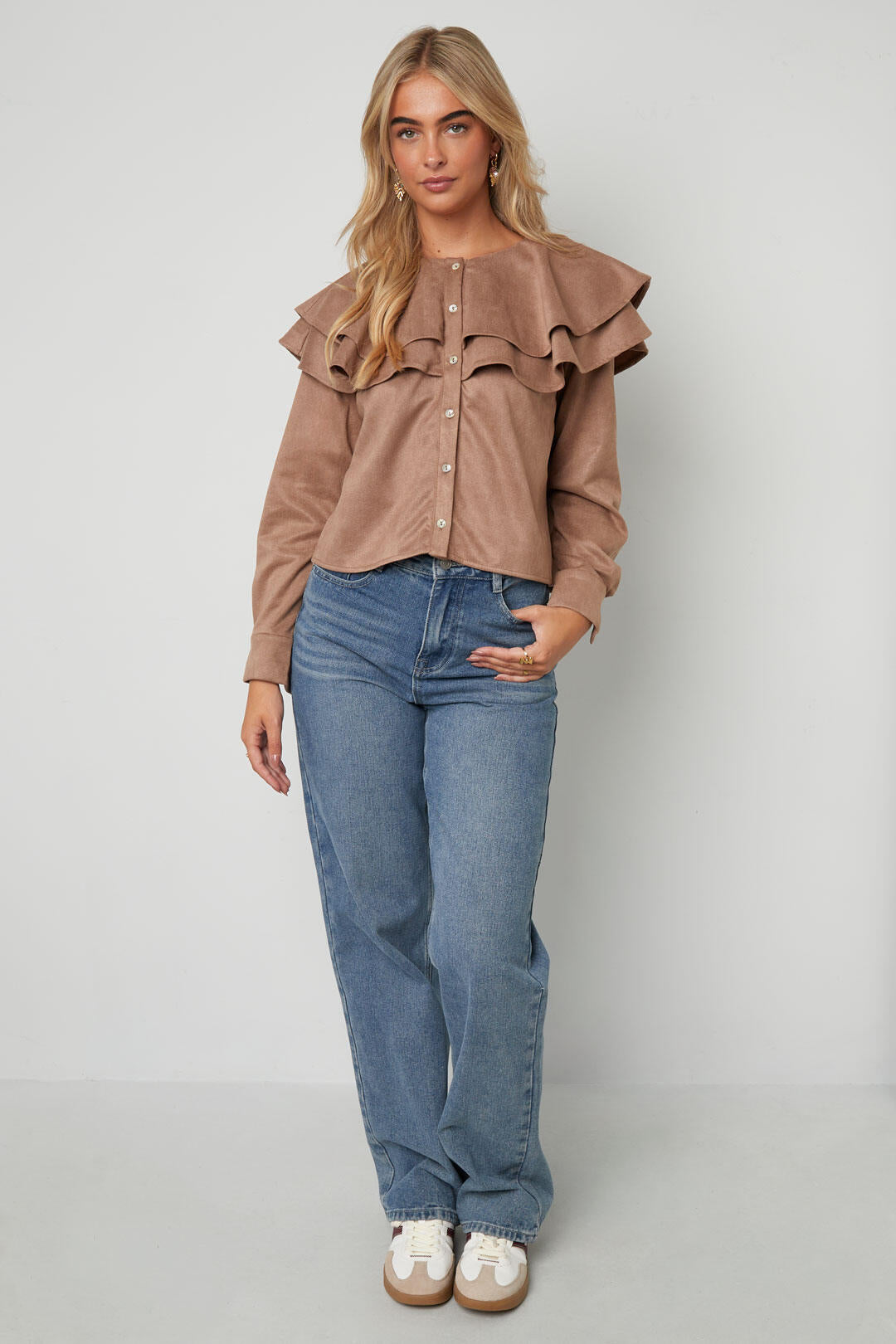 Elegant Ruffle Trim Blouse for Fall/Winter