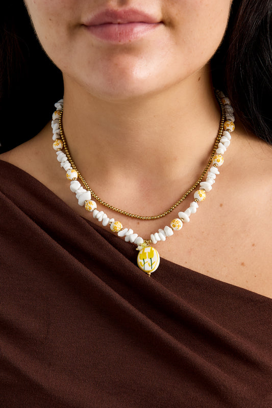 Charming Yellow Beaded Necklace for Summer