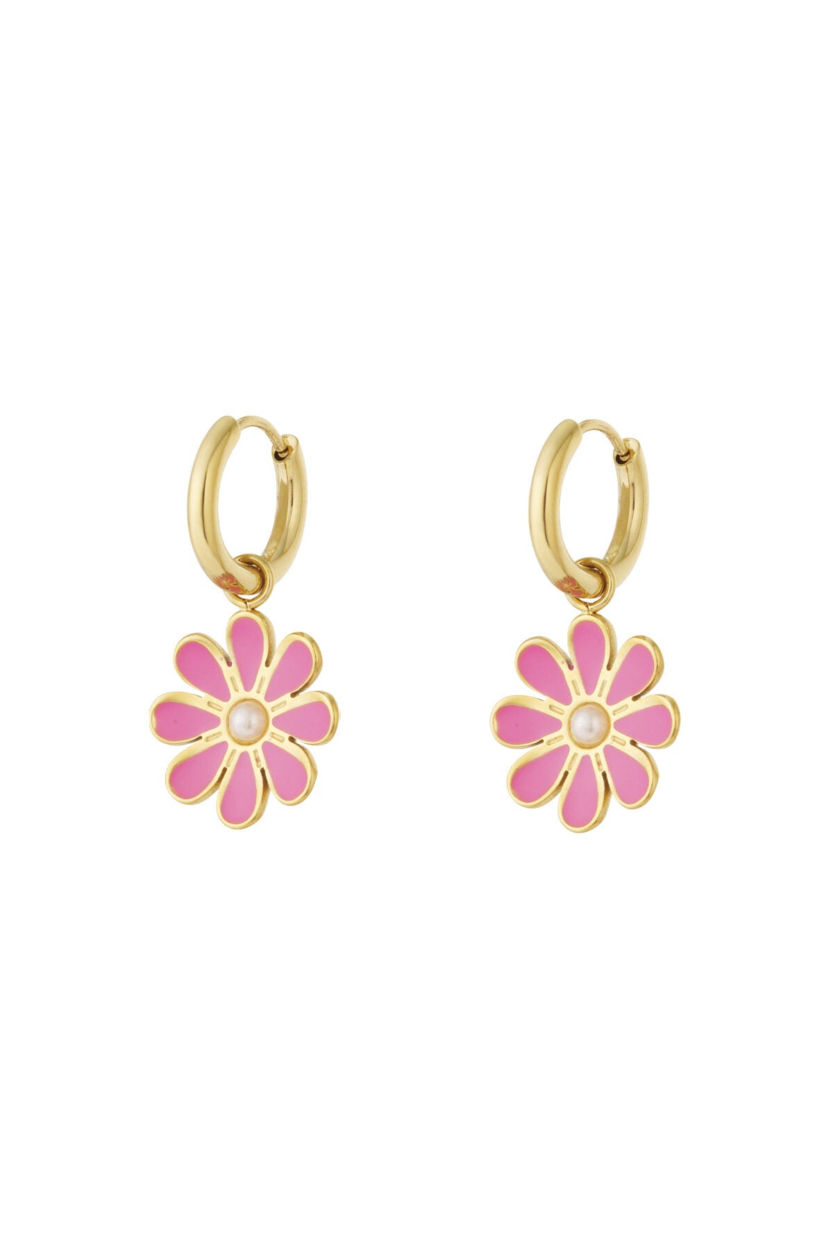 Elegant Pink Flower Drop Earrings for Spring