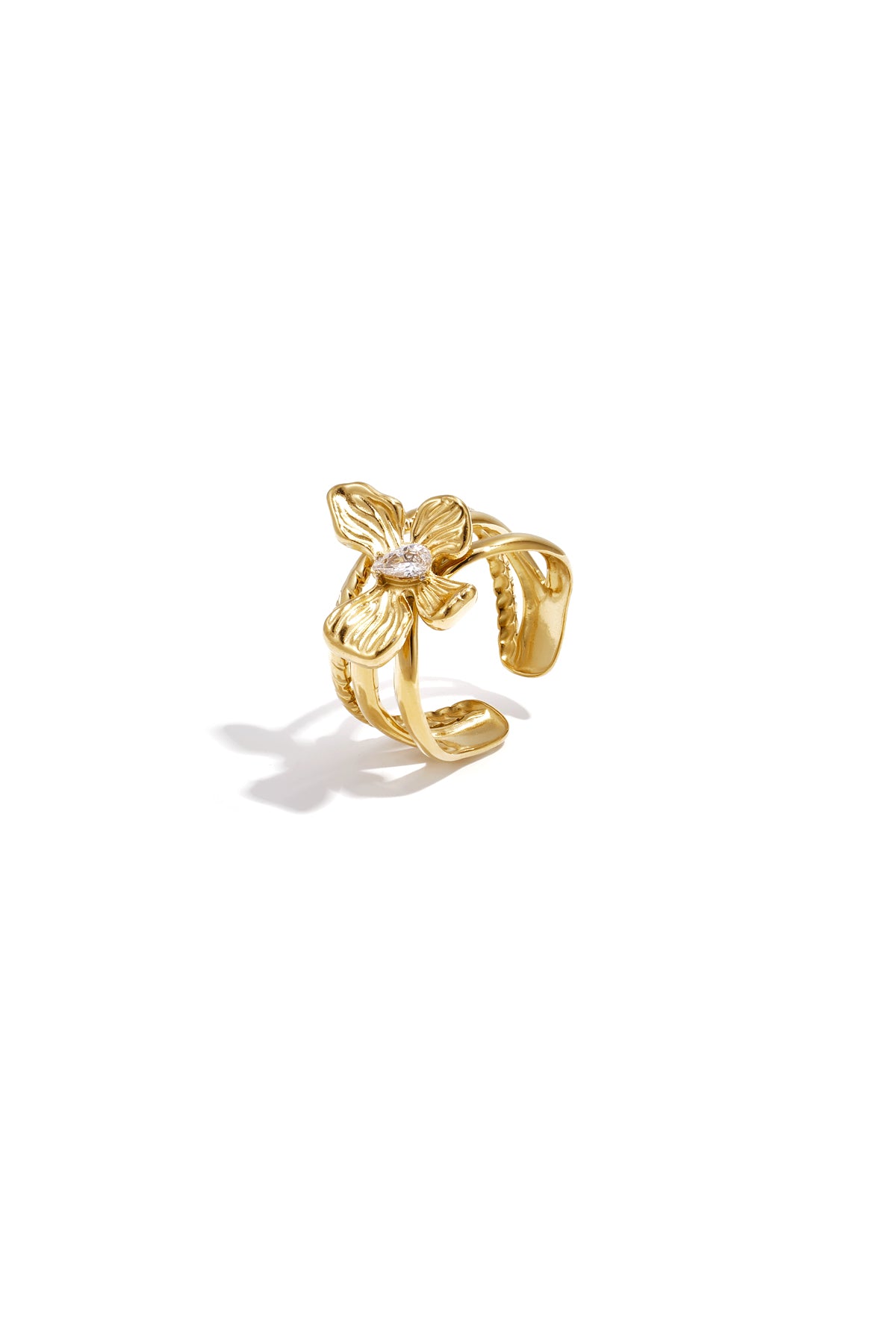 Elegant Adjustable Statement Ring, Silver & Gold