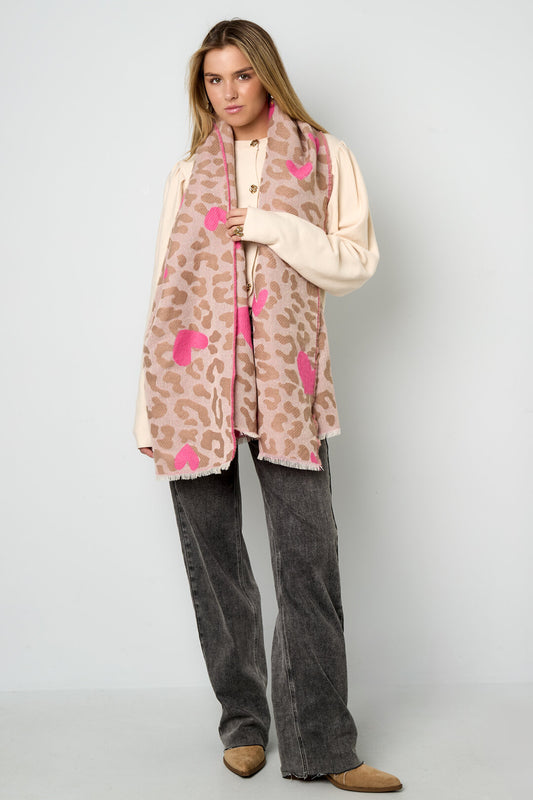 Soft Heart-Print Winter Scarf for Women - Casual & Cozy