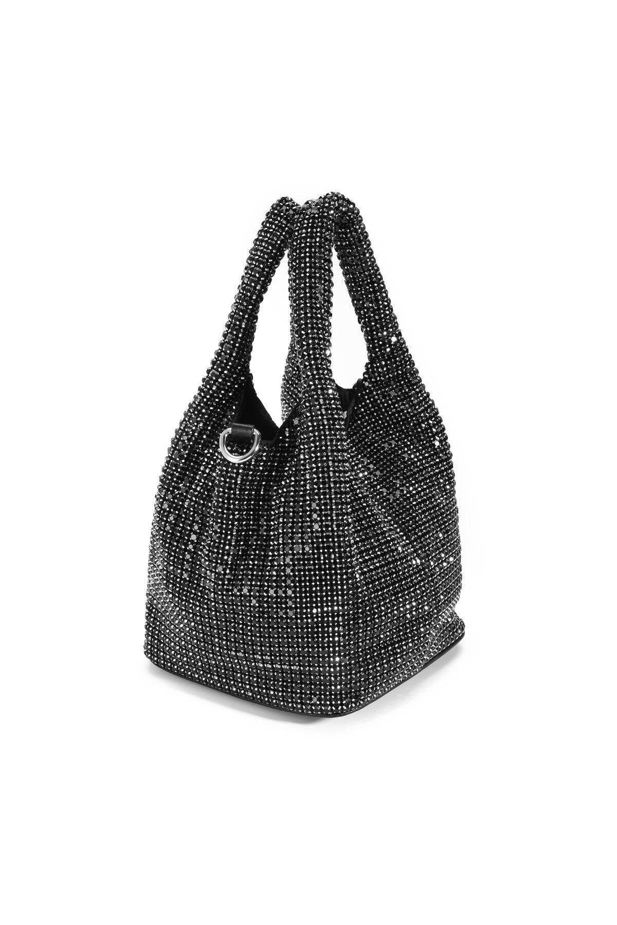 Elegant All-Fit Handbag in Black, Silver & Champagne