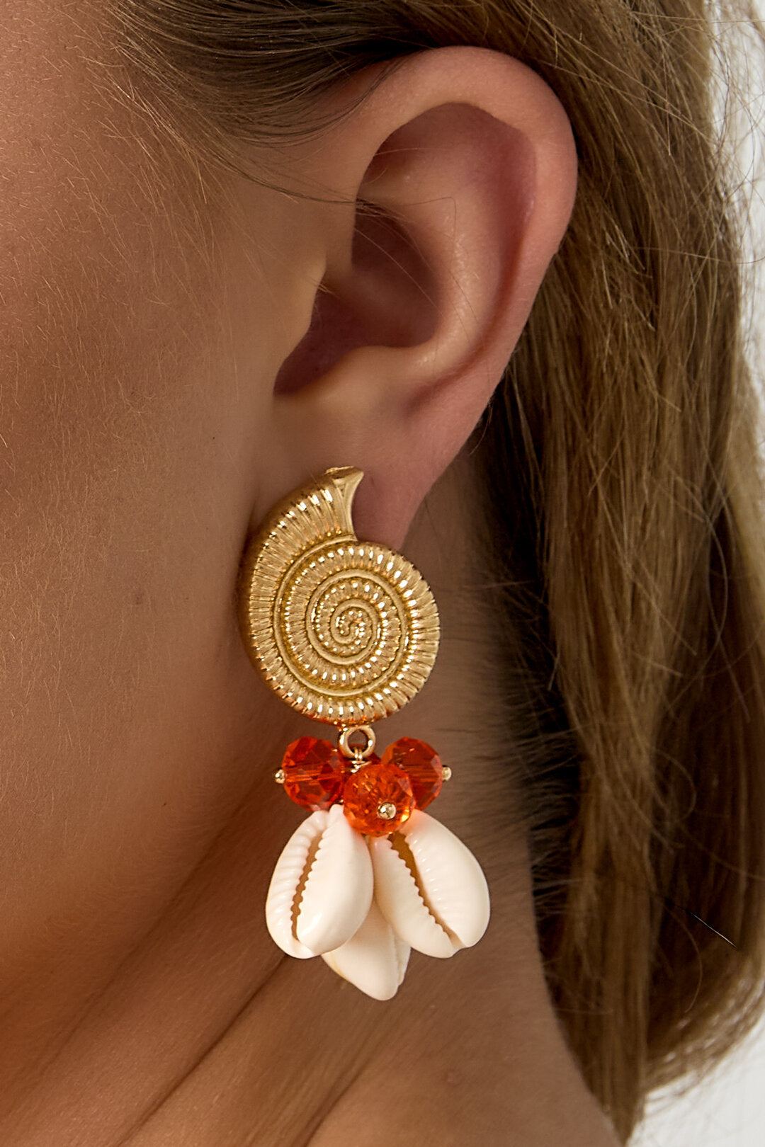 Chic Orange & Rose Red Beaded Earrings for Spring/Summer