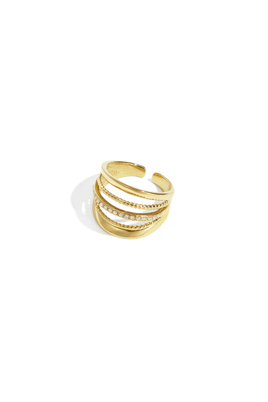 Elegant Adjustable Statement Ring in Silver & Gold