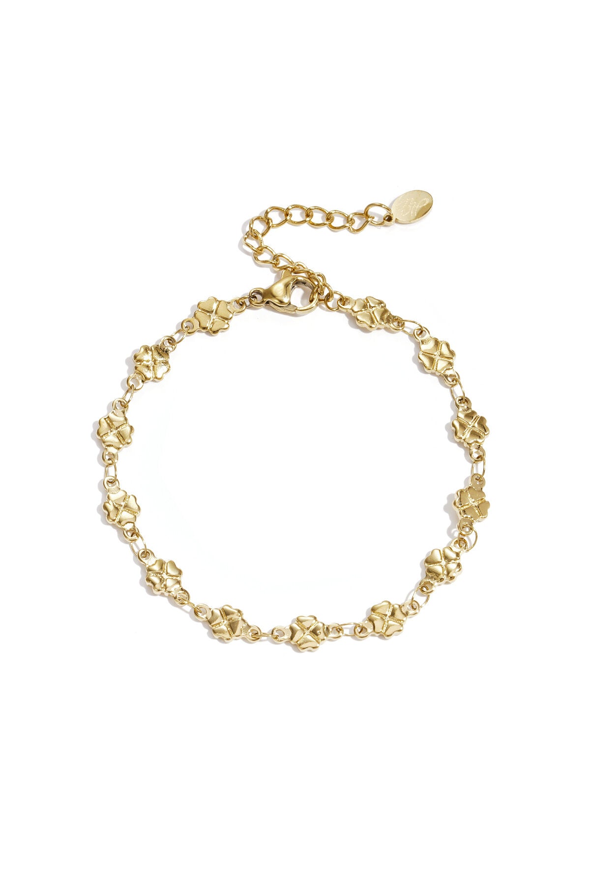 Elegant 14K Gold Plated Clover Chain Bracelet