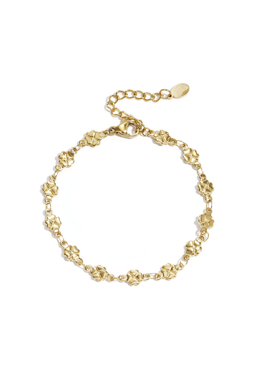 Elegant 14K Gold Plated Clover Chain Bracelet