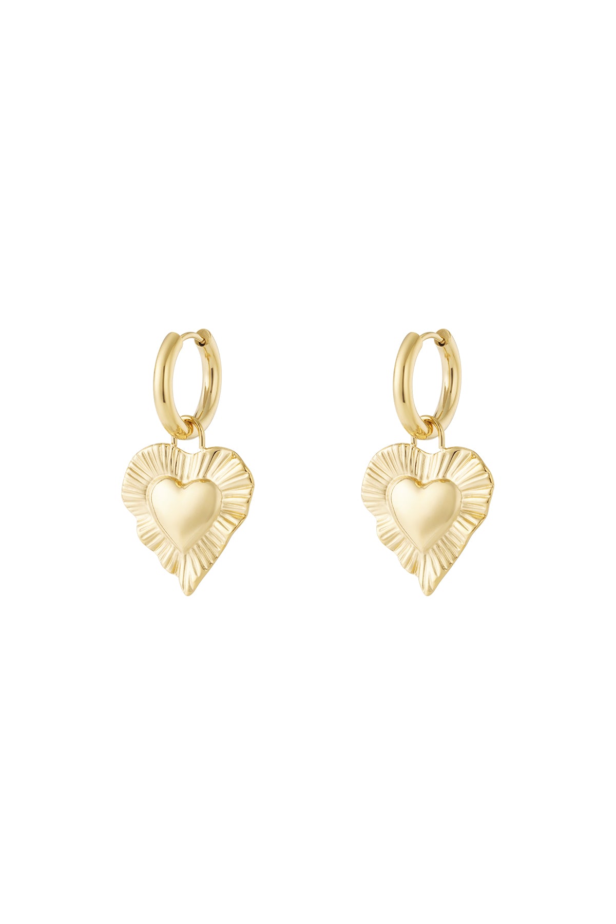Elegant 14K Gold Plated Heart Drop Earrings for Daily Wear