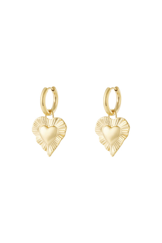 Elegant 14K Gold Plated Heart Drop Earrings for Daily Wear