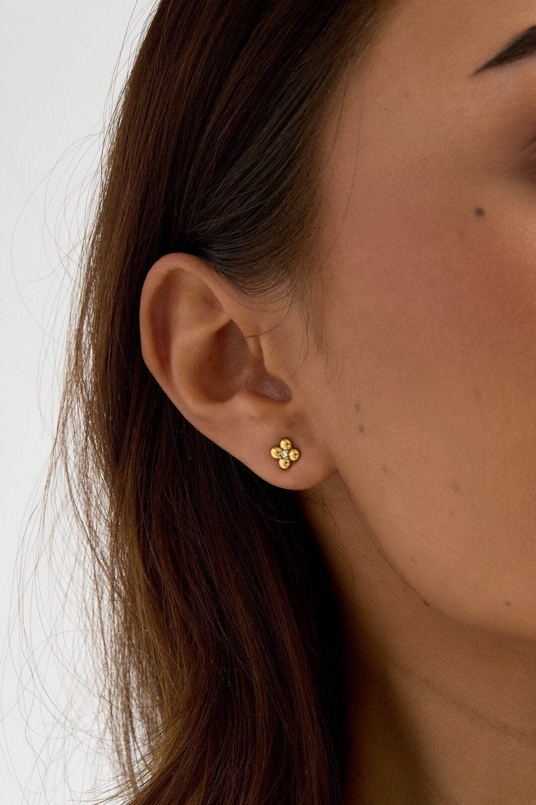 Elegant Mini Flower Stud Earrings - Silver & Gold