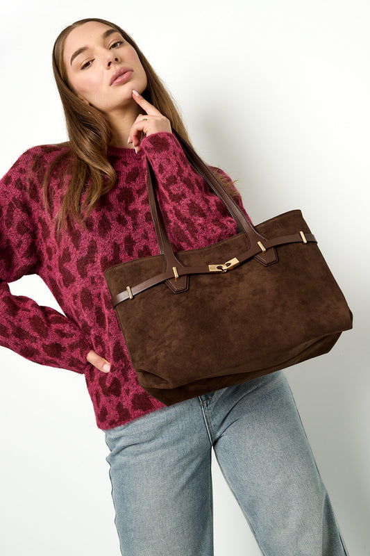 Elegant Khaki & Dark Brown Suede Tote Bags for Women
