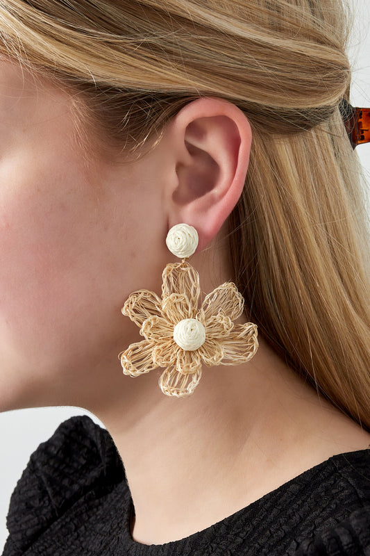 Romantic Pink & Orange Flower Dangle Earrings