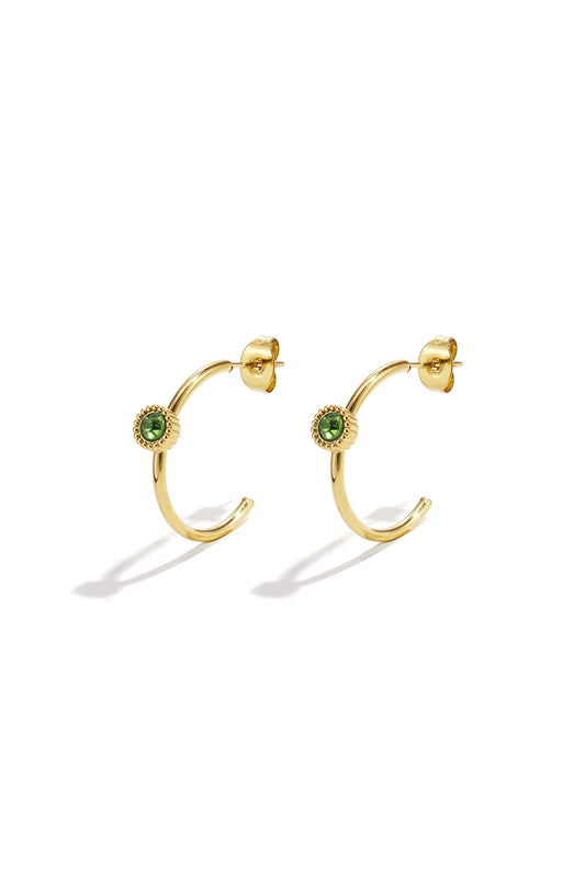 Chic Stainless Steel Rhinestone Hoop Earrings