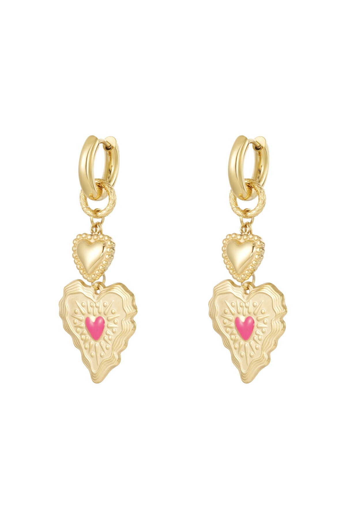 Elegant Gold Heart Drop Earrings for Women