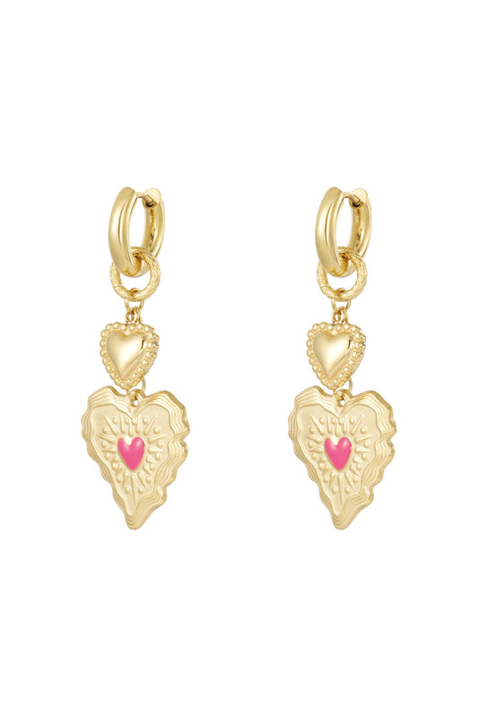Elegant Gold Heart Drop Earrings for Women