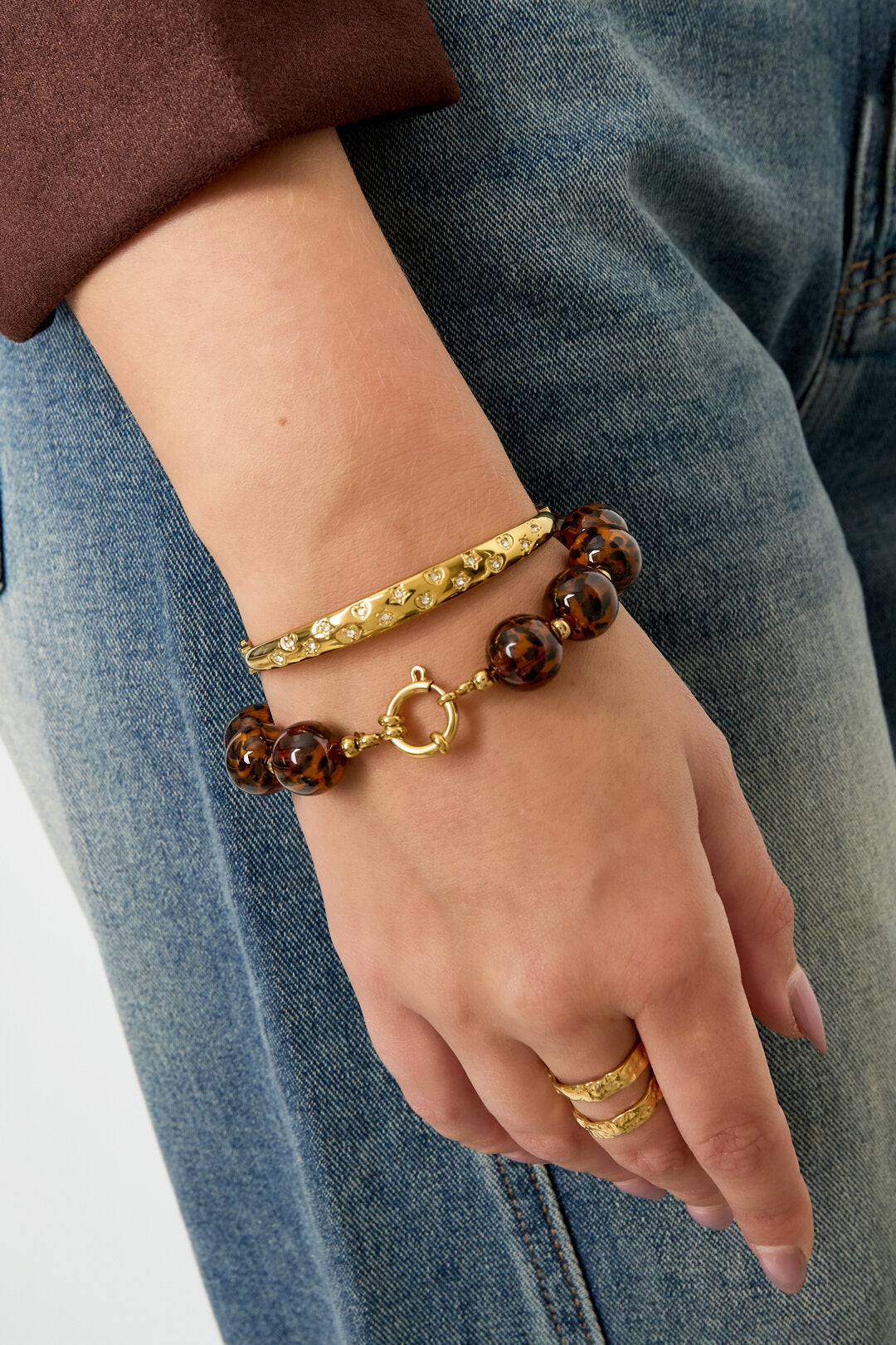 Elegant Leopard Print Beaded Bracelet for Women