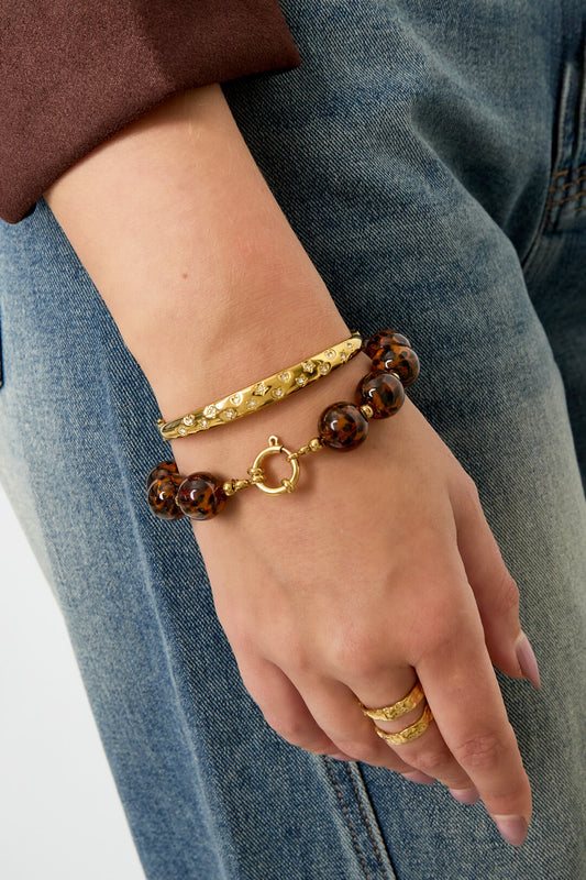 Elegant Leopard Print Beaded Bracelet for Women