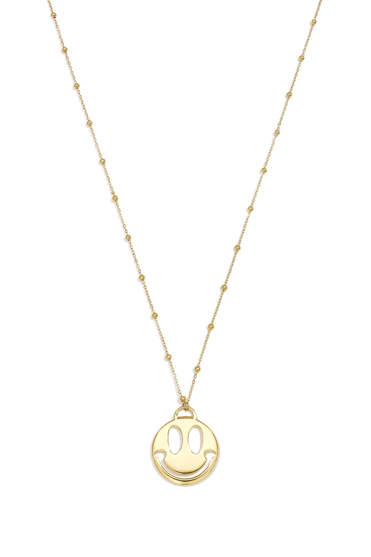 Lange roestvrijstalen ketting met lachend gezichtje, casual en eenvoudig model, dames sieraden