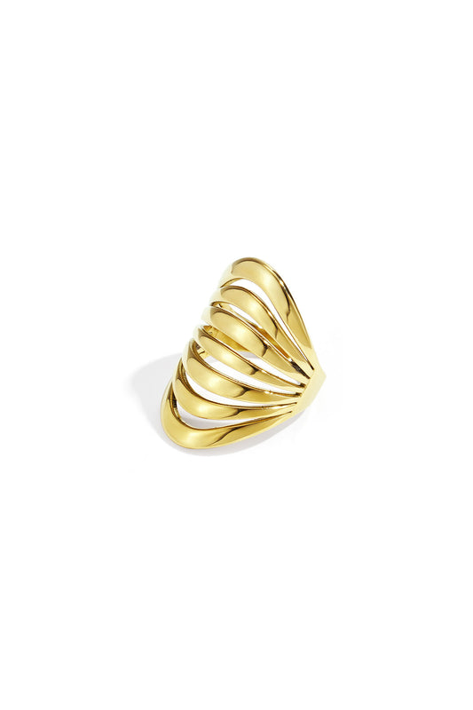 Elegant Gold & Silver Statement Ring, Adjustable Fit