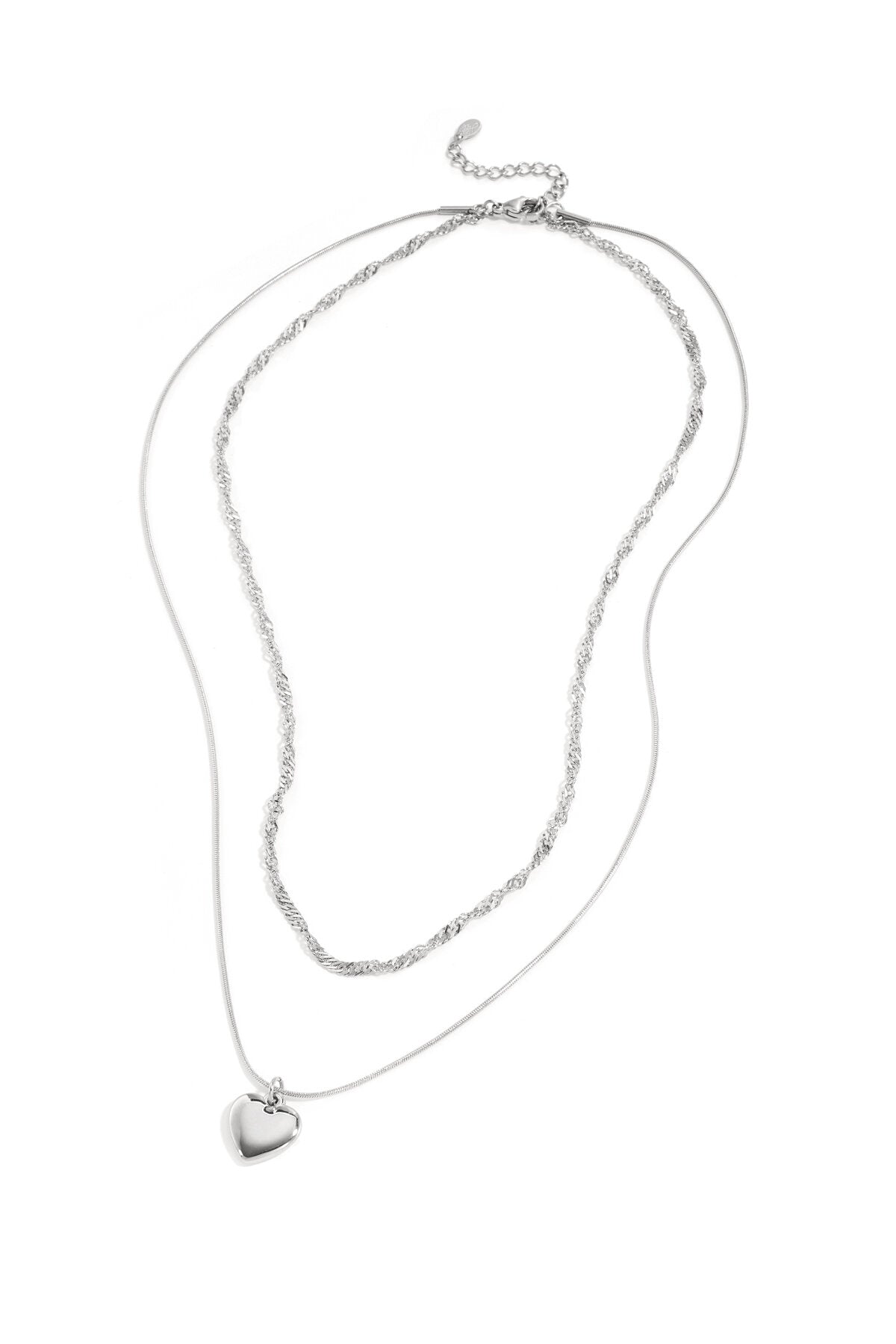 Elegant Multi-Layered Heart Necklace - Silver & Gold