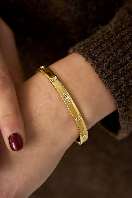 Stylish All-Fit Stainless Steel Bangle with Rhinestones