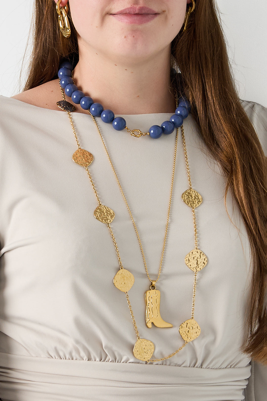 Lange roestvrijstalen kettingen met geometrische vorm, eenvoudige, alledaagse serie, dames sieraden