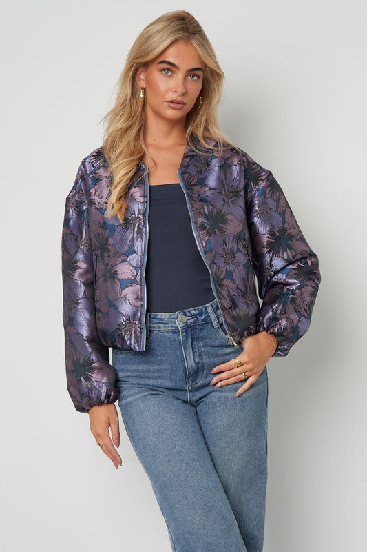 Chic Floral Print Woven Jacket for Fall/Winter