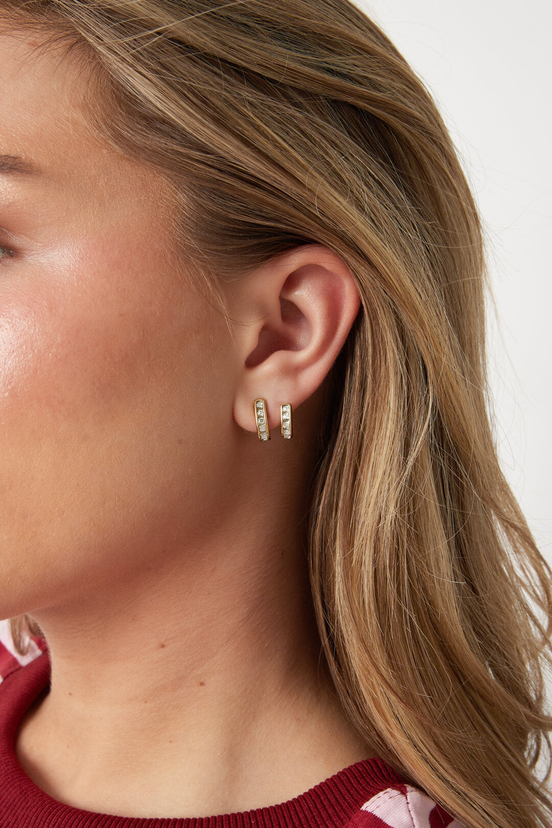 Earrings With Double Effect And Zirconia