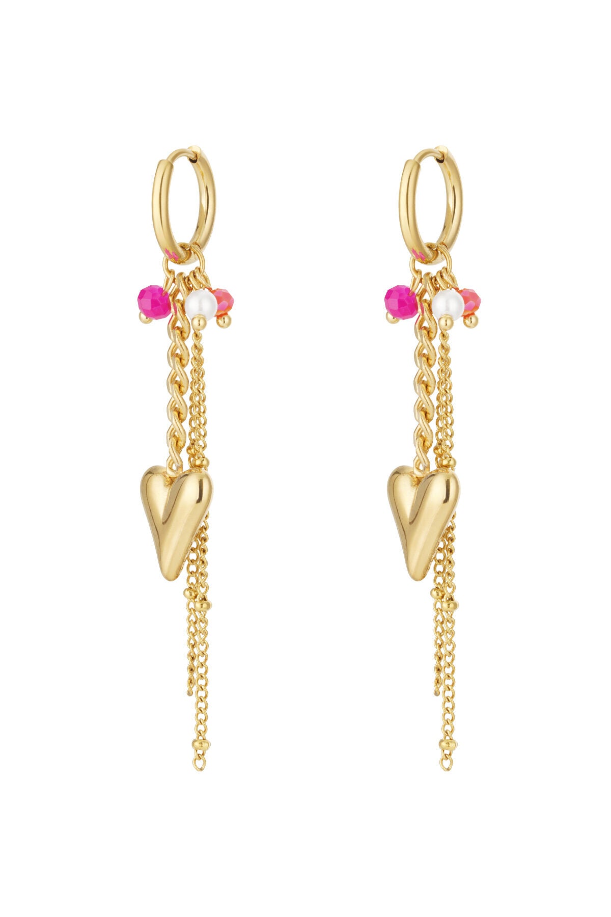 Stylish 14K Gold Plated Heart Drop Earrings