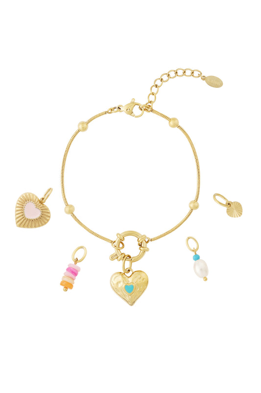 Elegant 14K Gold Plated Heart Charm Bracelet for Women