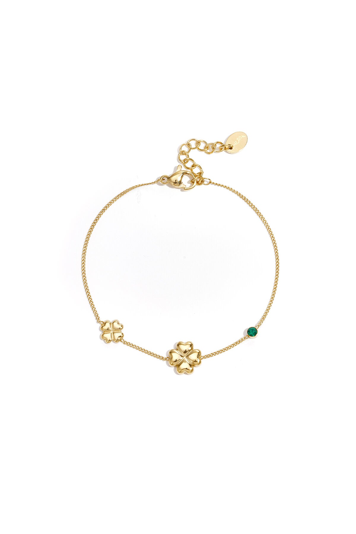 Charming Pink & Green Clover Bracelet for Daily Wear