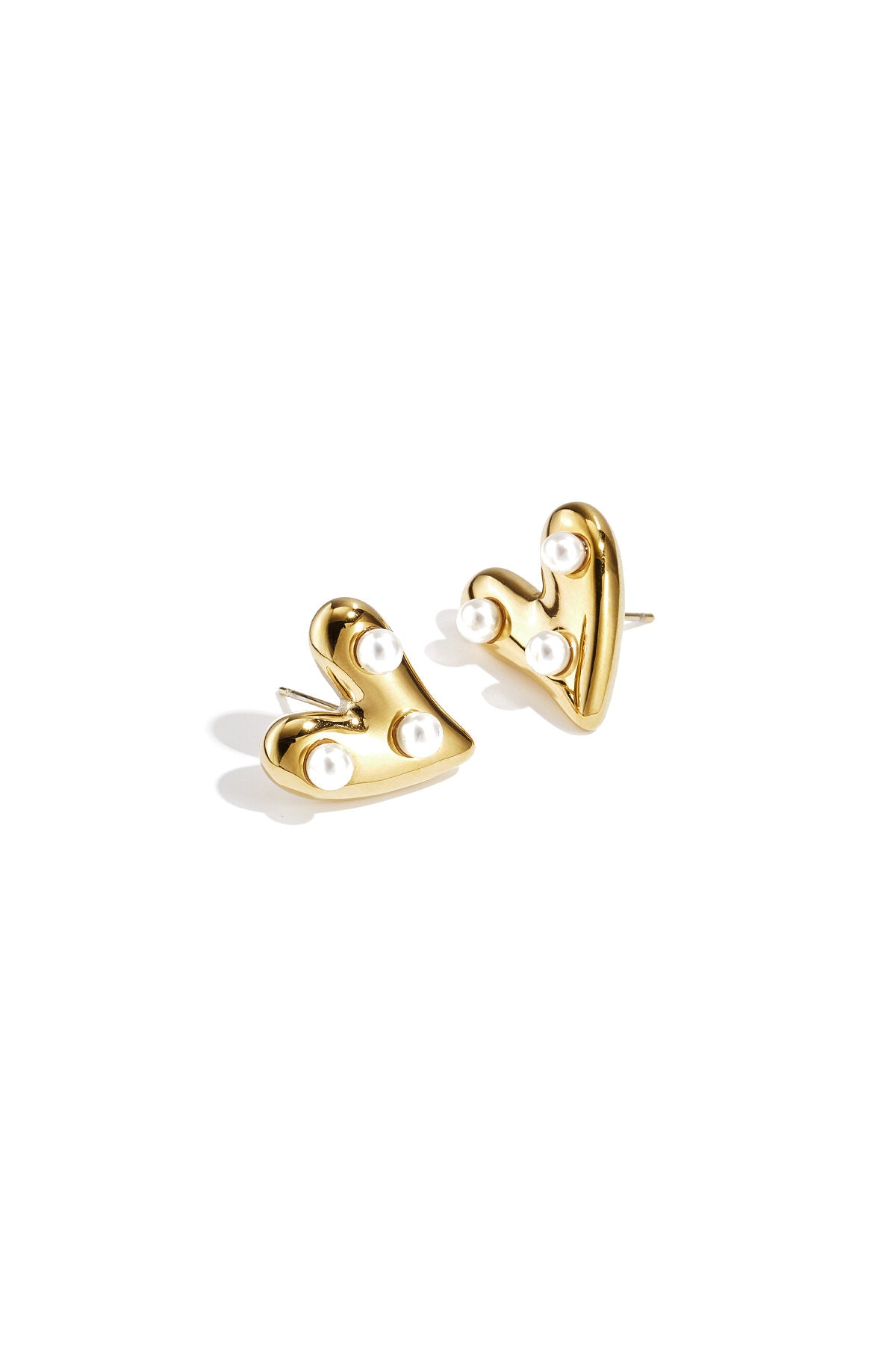 Charming Gold-Color Heart Stud Earrings for Everyday Wear