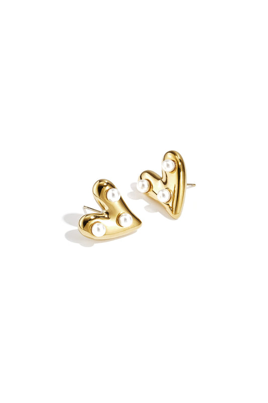 Charming Gold-Color Heart Stud Earrings for Everyday Wear