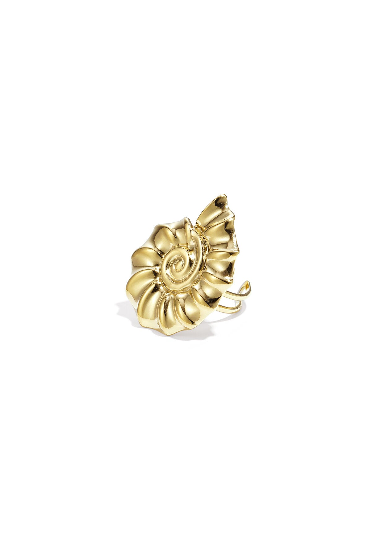 Elegant Adjustable Shell Statement Ring - Silver & Gold
