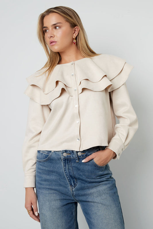 Elegant Ruffle Trim Blouse for Fall/Winter