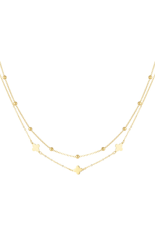 Elegant Multi-Layered Necklace in Silver and Gold