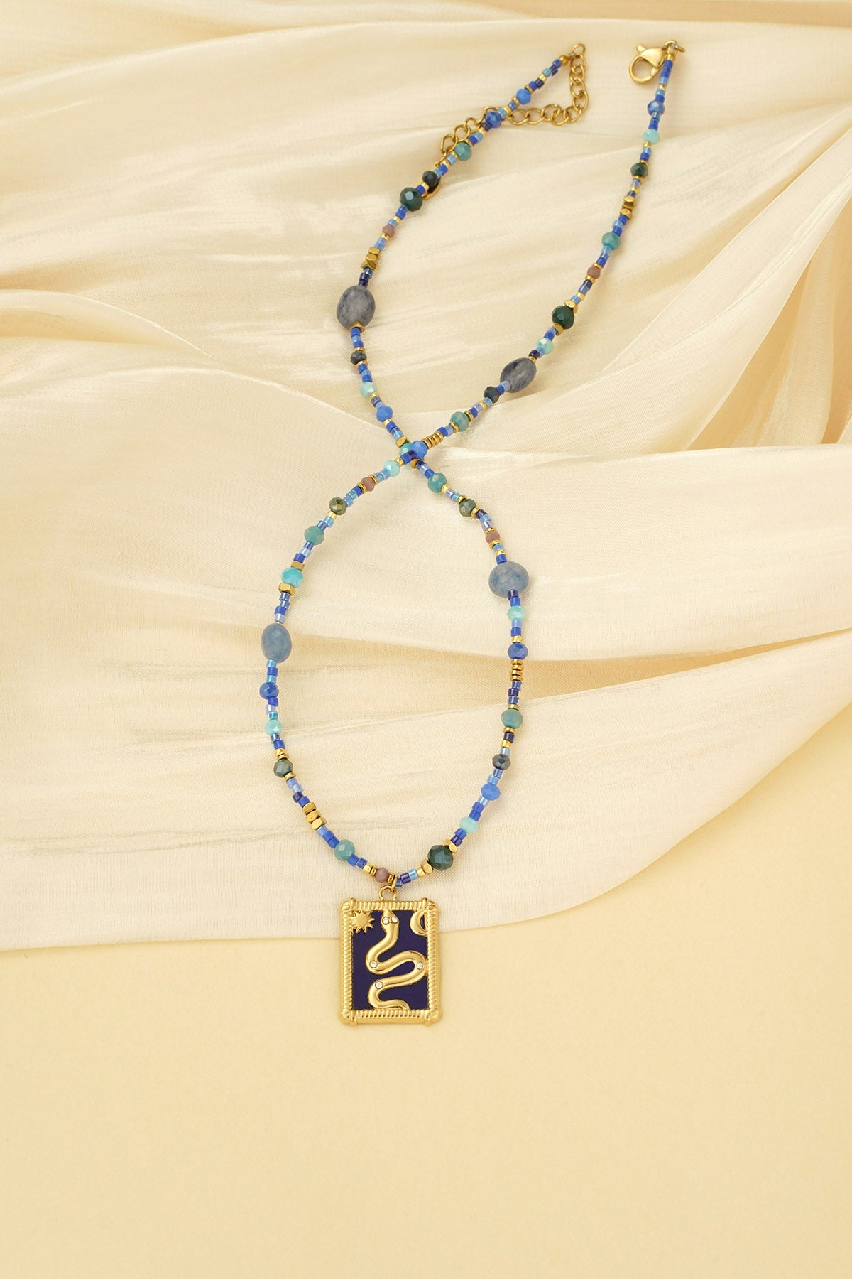 Chic Blue Beaded Necklace for Women - Spring/Summer Statement