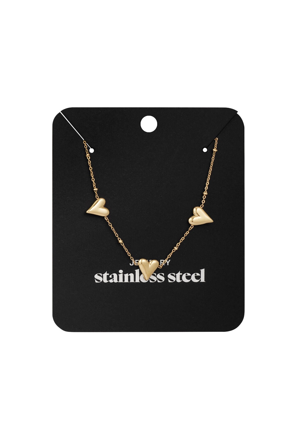 Elegant Stainless Steel Heart Necklace, Silver & Gold