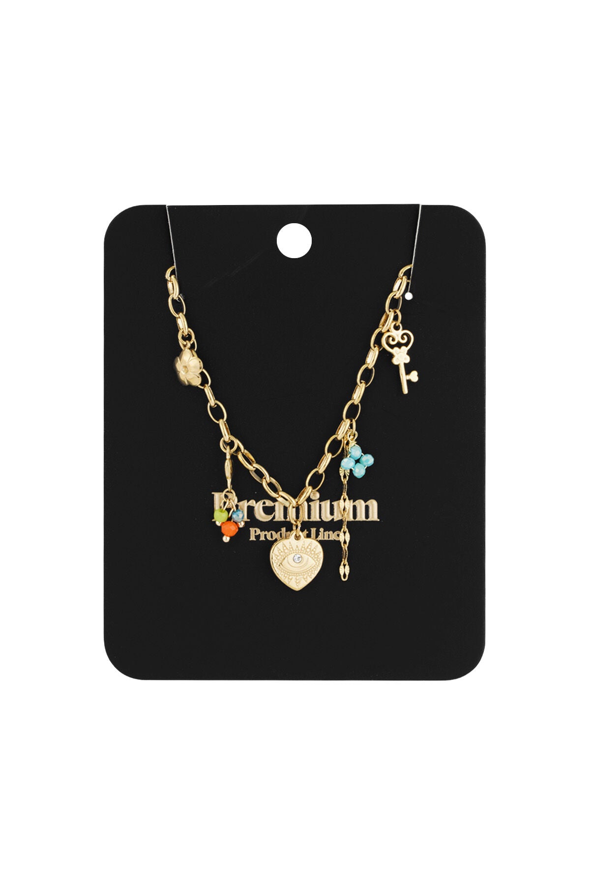 Elegant Gold-Toned Flower Heart Pendant Necklace