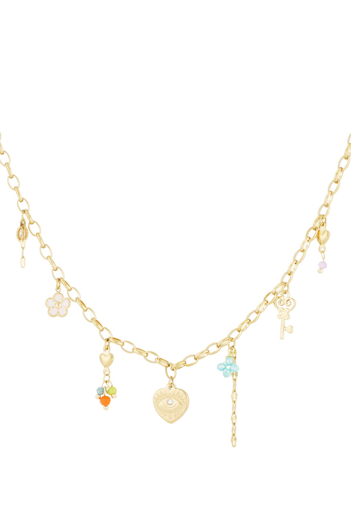 Elegant Gold-Toned Flower Heart Pendant Necklace